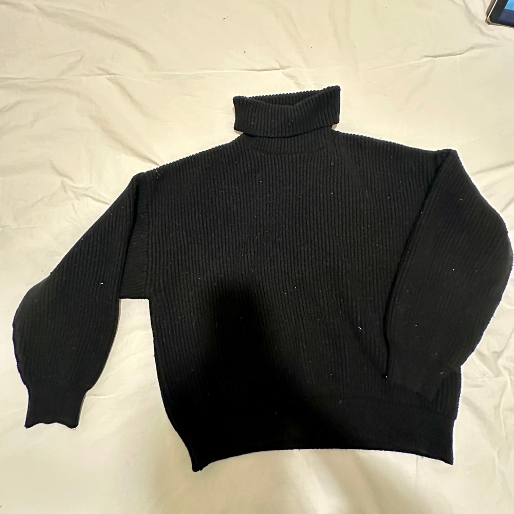Zara Black Knit Turtle Neck Long Sleeve Size L